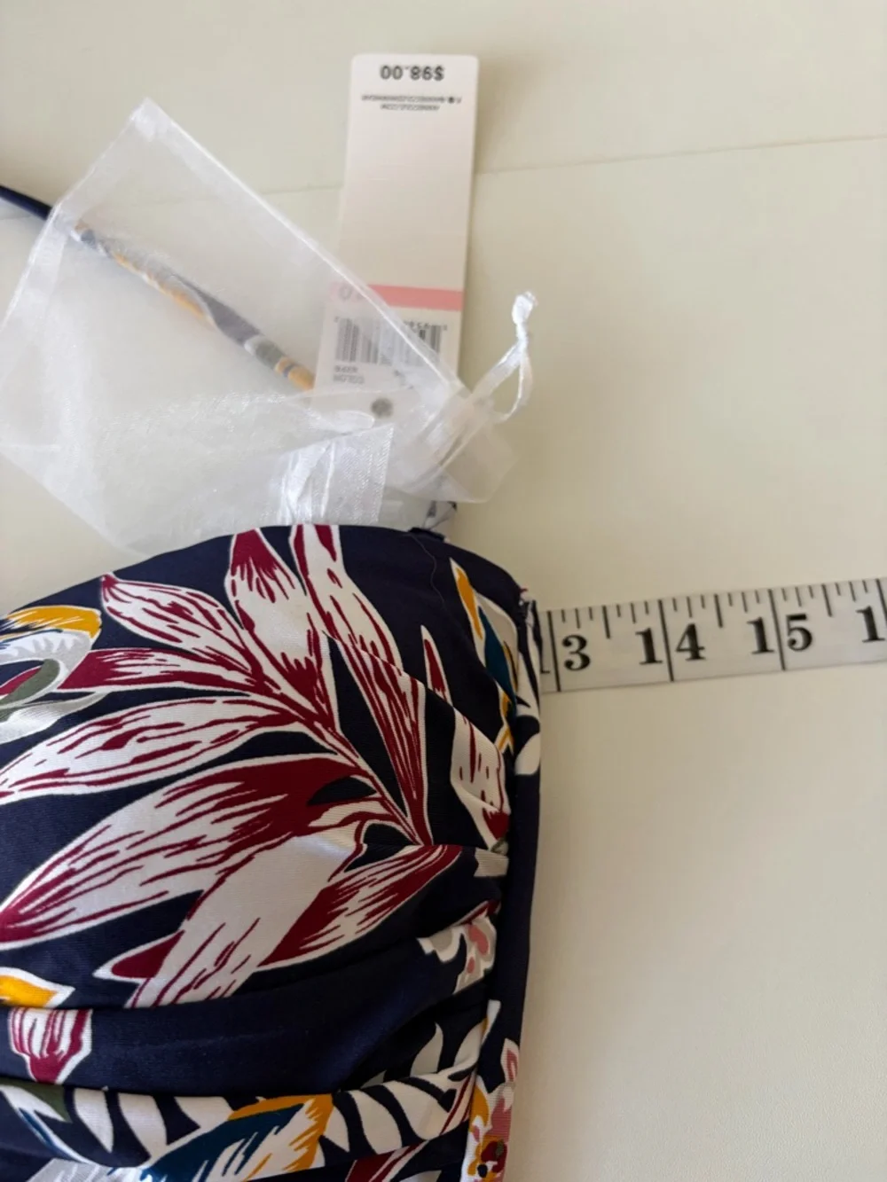 NWT Anne Cole Navy One-Piece Halter Neck Tropical Print Swimsuit (10) Vacation